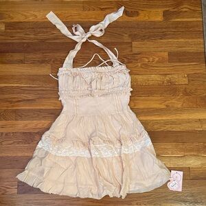 Adorable Halo Lala Pink ruffled Halter Dress women’s size S NWT Lolita Dollcake